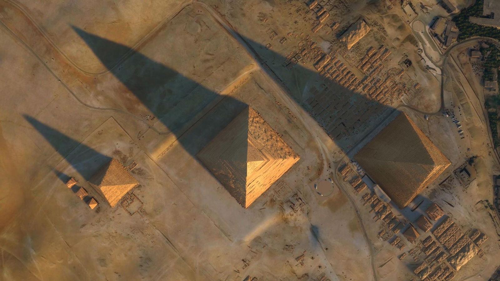 Les pyramides de Gizeh vues du ciel